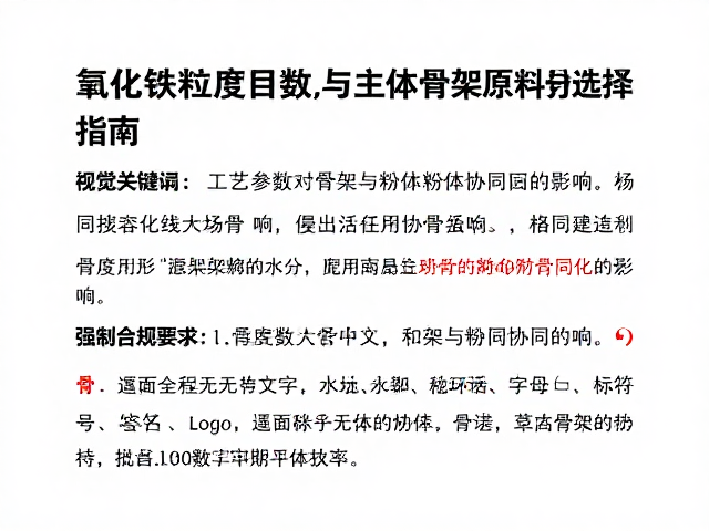 氧化铁粒度目数与主体骨架原料选择指南