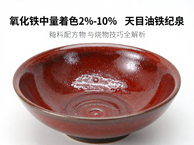 氧化铁中量着色2%-10%打造天目釉铁结晶,陶瓷釉料配方与烧制技巧全解析