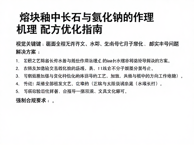 熔块釉中长石与氢氧化钠的作用机理及配方优化指南