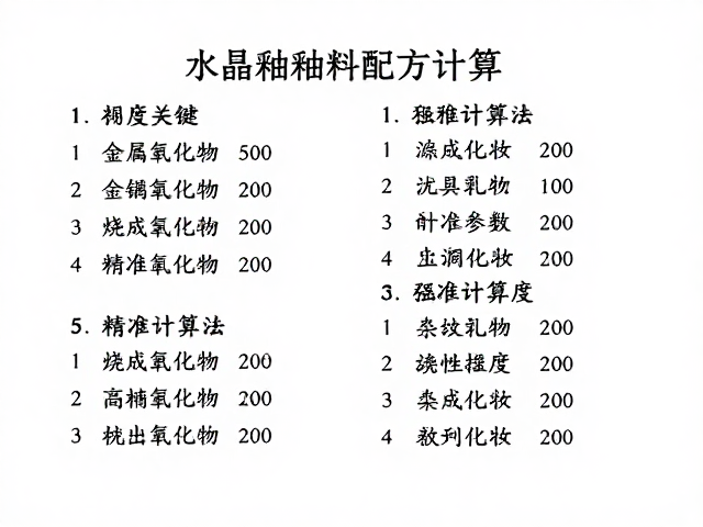 结晶釉釉料配方计算,金属氧化物添加量精准计算法
