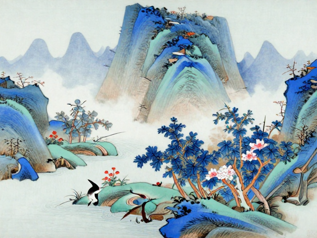 钴系颜料釉下彩，山水花鸟画的古法创作与色彩解析