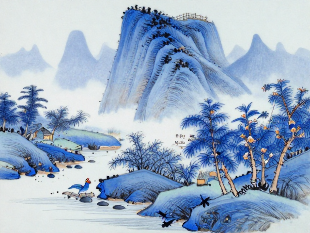 钴系颜料釉下彩，山水花鸟画的古法创作与色彩解析