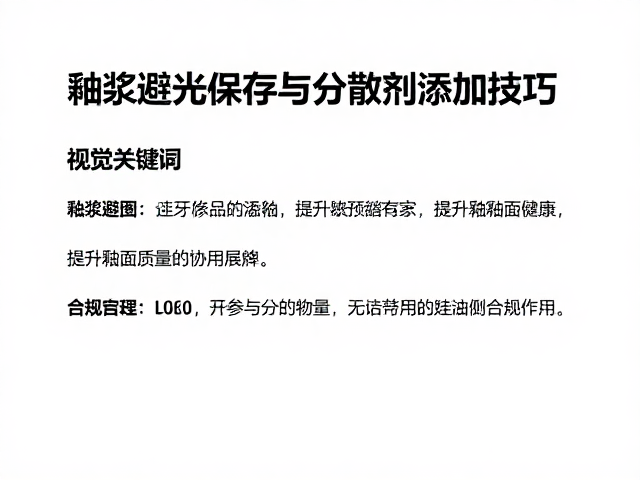 釉浆避光保存与分散剂添加技巧,提升釉面质量的关键指南