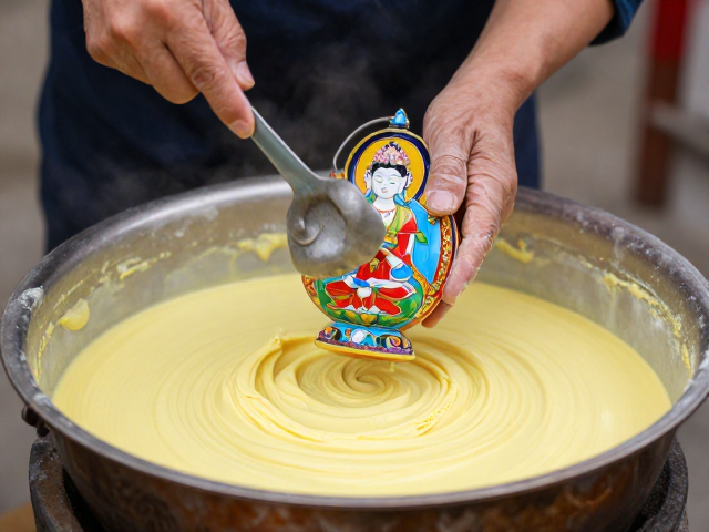 非遗传承人揭秘,粉彩颜料制作宗教法器的古法技艺