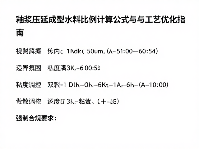 釉浆压延成型水料比例计算公式与工艺优化指南