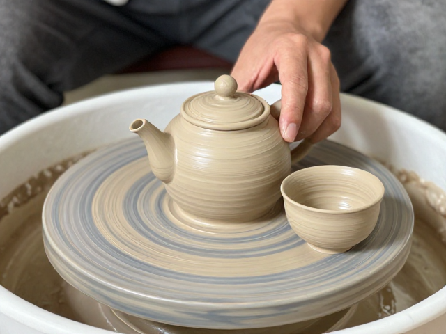 泥条盘筑茶壶茶杯制作,转轮修整定型全解析