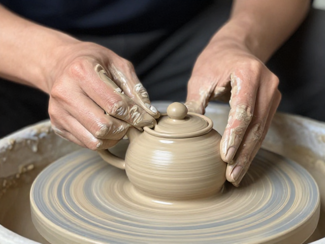 泥条盘筑茶壶茶杯制作，揉泥排气关键技巧