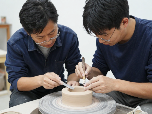 干修坯工艺中的师徒制教学，修坯刀技法传承与实操技巧