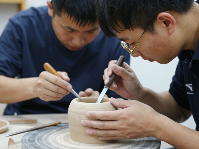 干修坯工艺中的师徒制教学，修坯刀技法传承与实操技巧