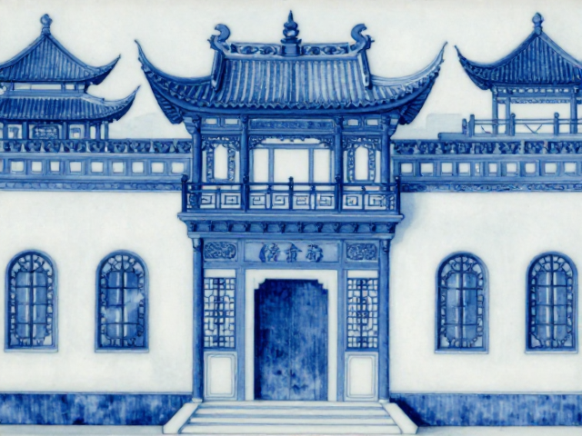 青花绘制工艺解析,建筑装饰瓷中青白相间的艺术之美