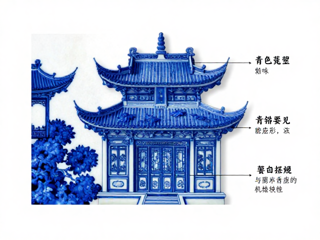 青花绘制工艺解析，建筑装饰瓷中青白相间的艺术之美
