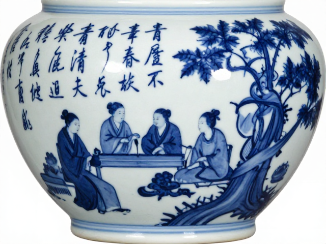 明清官窑鼎盛下的青花绘制工艺,书法与绘画的完美融合