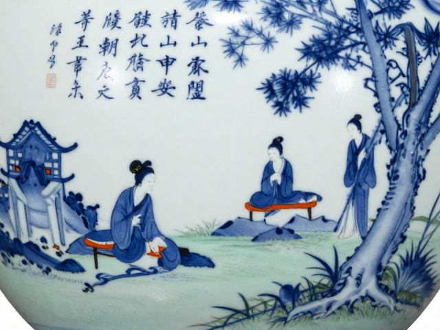 明清官窑鼎盛下的青花绘制工艺,书法与绘画的完美融合