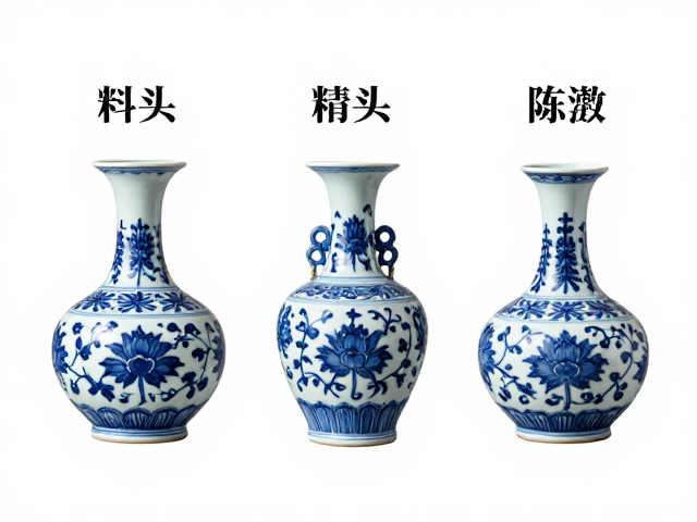 青花绘制工艺解析,料头运用与陈设瓷艺术之美