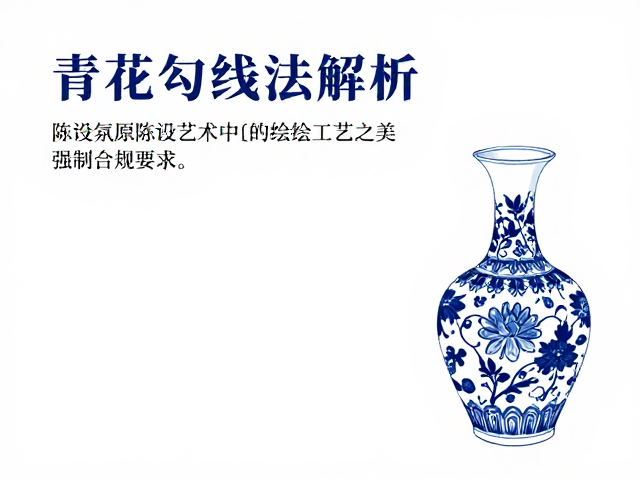 青花勾线技法解析，陈设瓷艺术中的绘制工艺之美