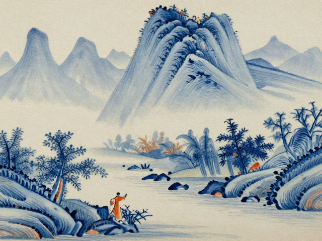 青花山水，高岭土胎体与绘制工艺的完美融合