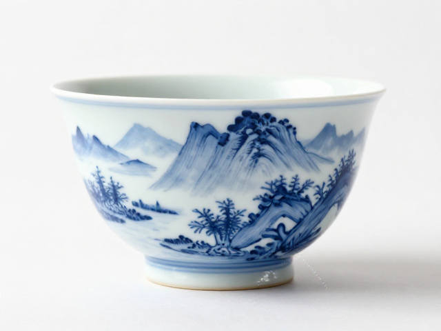 青花山水，高岭土胎体与绘制工艺的完美融合