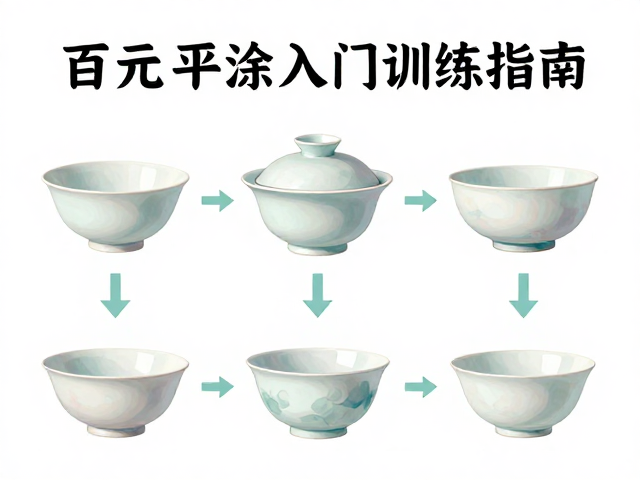 百元日用瓷粉彩绘制,单色平涂入门训练指南