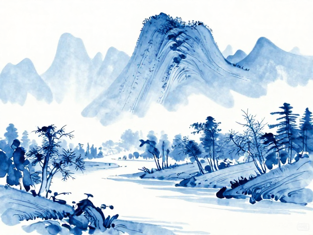 青花分水技法练习,山水风景绘制工艺详解与实战技巧