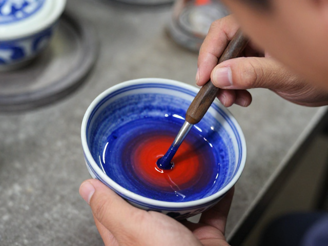 青花铜红烧制揭秘，钴料发色与温度观察，还原古法绘制工艺