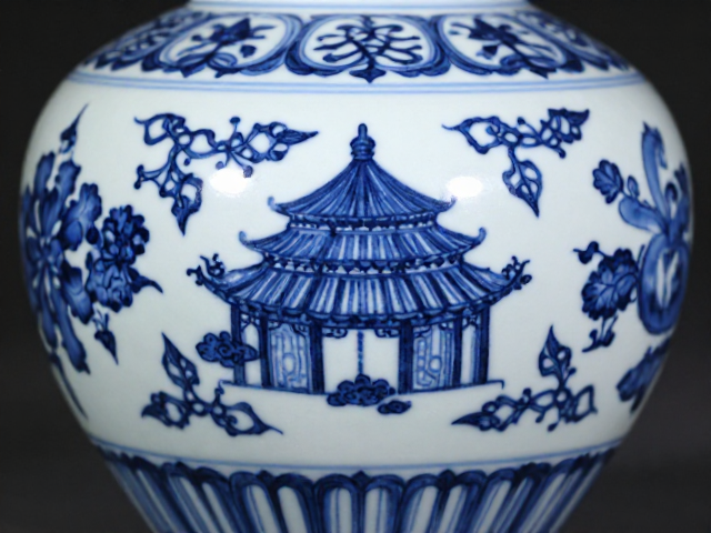 青花博古纹瓷器,釉面光滑如玉,揭秘传统绘制工艺之美