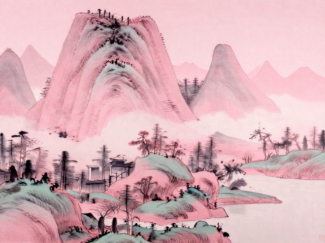 粉彩山水古朴厚重,传统工艺绘就绝美意境