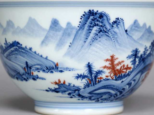 青花釉里飞红山水,精湛工艺与意境解析,领略传世之美