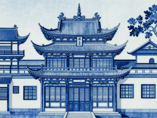 青花绘制工艺解析，建筑装饰瓷的含蓄典雅艺术表现