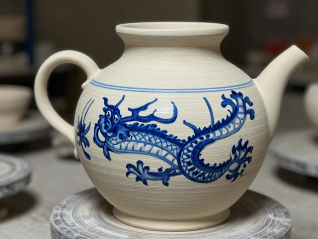 高岭土胎体青花绘制工艺，古朴厚重之美