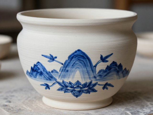 高岭土胎体青花绘制工艺，古朴厚重之美