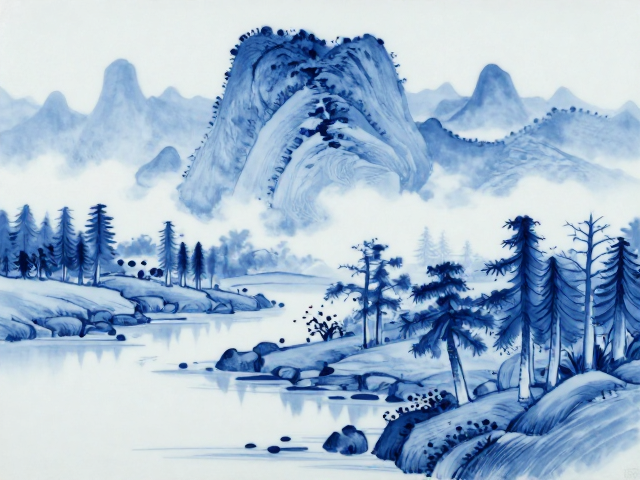 江西景德镇青花绘制工艺，山水风景入画的绝美艺术