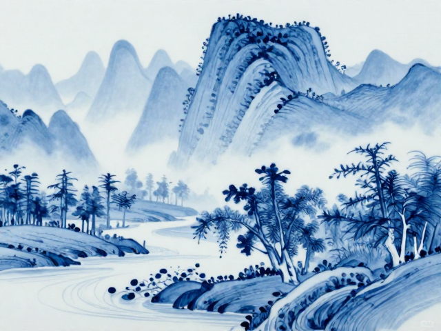 江西景德镇青花绘制工艺,山水风景入画的绝美艺术