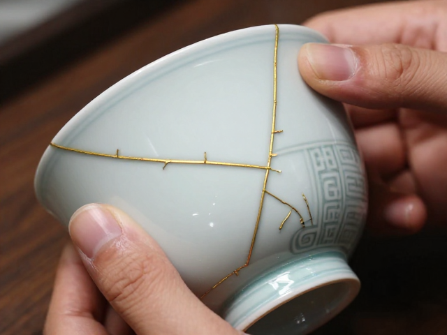 金缮修复开片瓷器,融入吉祥图案,寓意圆满新生