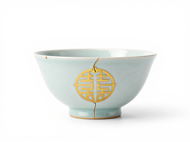 金缮修复开片瓷器,融入吉祥图案,寓意圆满新生