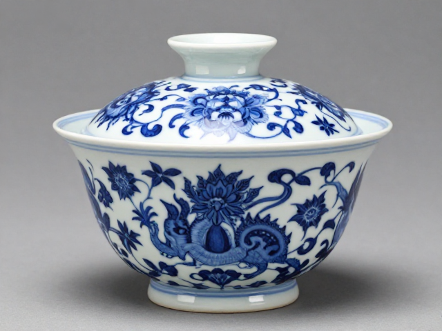 青花绘制工艺与新彩釉下结合,高岭土胎体铸就极致美学