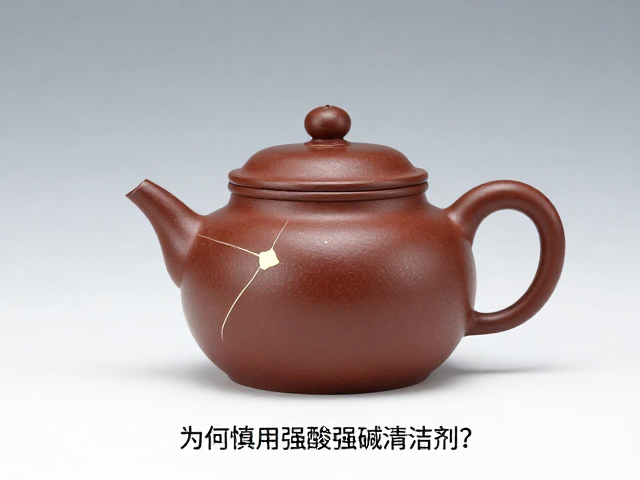 宜兴金缮工艺修复茶壶，为何慎用强酸强碱清洁剂？