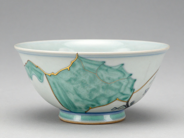 金缮工艺二进宫，釉下彩与釉上彩结合修复，重现古瓷绝美光泽