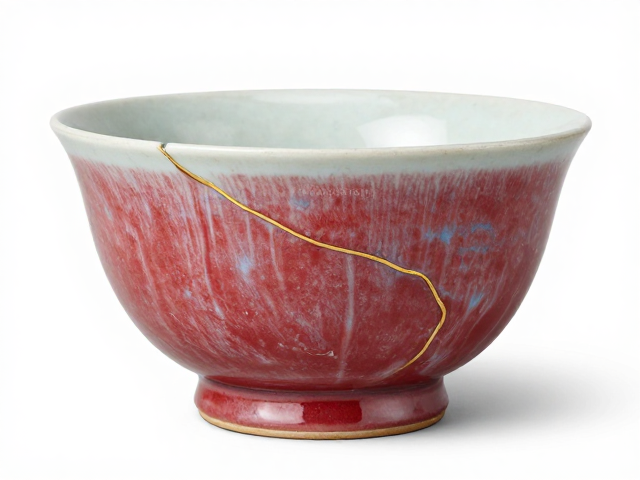 金缮工艺结合流釉釉里红,古朴美学下的瓷器修复与鉴赏指南