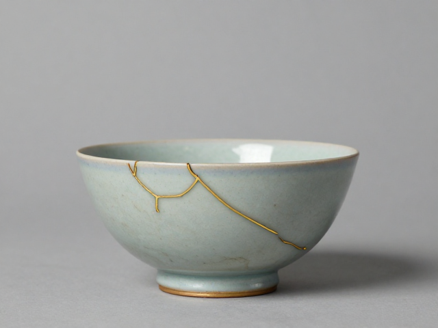 金缮工艺修复瓷器，窑变色彩自然天成，定期擦拭保养更持久