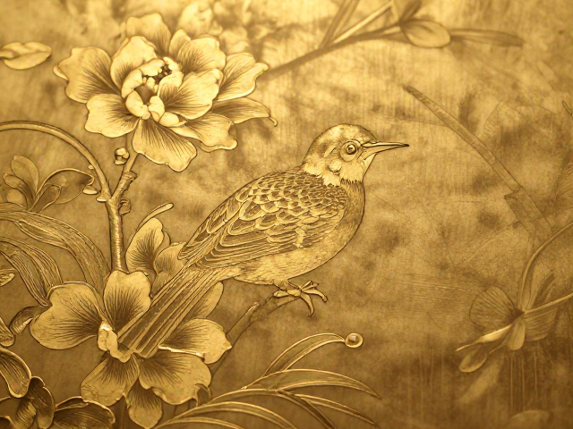 金缮工艺修复花鸟刻划花,立体感极强惊艳呈现