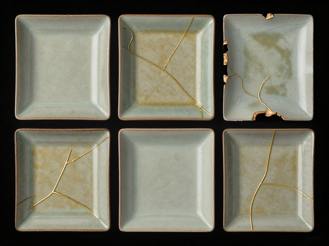 金缮工艺之美，窑变釉面独立包装运输，守护残缺艺术
