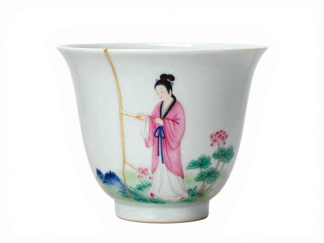 金缮工艺与粉彩人物,古法修复下的艺术重生