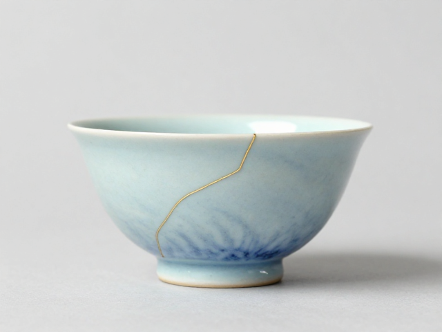 金缮工艺修复青花淡雅,窑变色彩自然天成,古韵新生