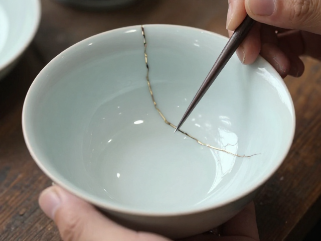 景德镇金缮工艺，修复裂痕，重现釉面质感丰富的艺术之美