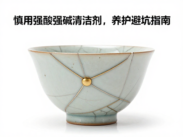 金缮修复开片茶具，慎用强酸强碱清洁剂，养护避坑指南