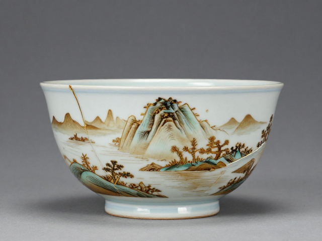 金缮工艺修复古董瓷器,山水纹拍价极高,揭秘修复背后的价值逻辑