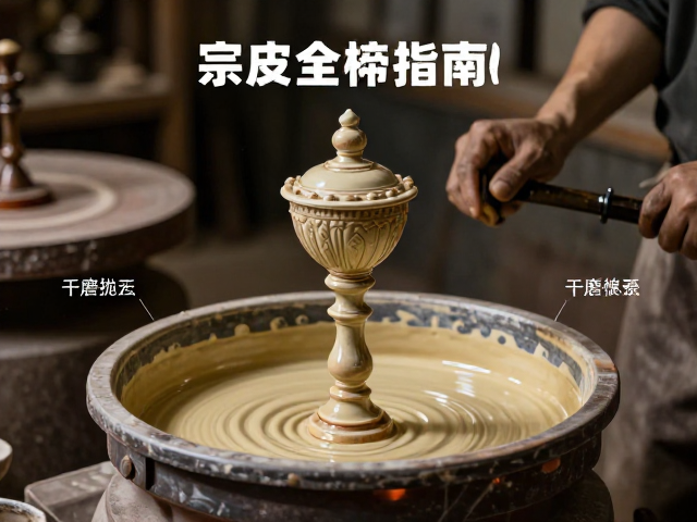 干磨抛光与浸釉工艺解析,宗教法器制作全流程指南