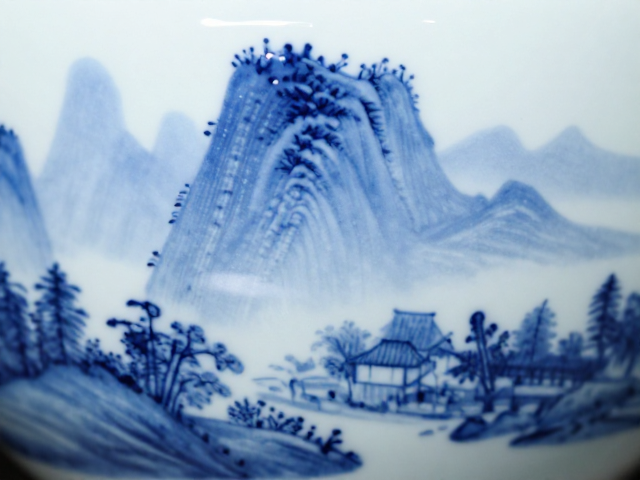 青花山水干磨抛光工艺,色彩发色实验揭秘,打造高光泽质感