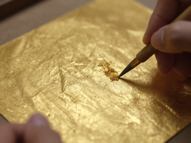金缮修复教程，金箔与金粉涂抹技巧，传承传统工艺之美