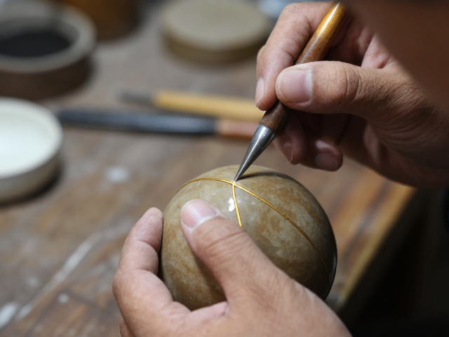 传统手艺人古陶瓷修复,揭秘金缮工艺修复之美